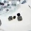 Declaração quadrado preto brincos geométricos para mulheres cristal casamento strass brinco coreano boho lady festa jóias