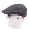 Herbst Winter Männer Kappe Hüte Britischen Western Stil Wolle Erweiterte Flache Ivy Cap Klassische Vintage Gestreiften Baskenmütze
