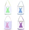 4 Farben 2019 Neuer Osterhasenkorb Osterhasentaschen Kaninchen bedruckte Canvas-Einkaufstasche Eiersüßigkeitenkörbe