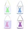 4 Colors 2019 New Easter Rabbit Basket Easter Bunny Bags Rabbit Printed Canvas Tote Bag Egg Candies Baskets