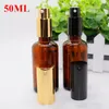 264pcs / الكثير 50ML العنبر الزجاج رذاذ زجاجات الجملة الأساسية عطر النفط زجاجة مع مضخة البخاخ كاب لمستحضرات التجميل من المكياج في الأسهم