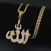 hip hop Musulmani islamici collane con ciondolo di diamanti per uomo donna Collana di lusso con strass in acciaio inossidabile Catena cubana Religione j304K