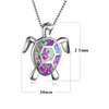 Charm Purple Fire Opal Turtle Pendant Necklaces For Women 925 Sterling Silver Filled Fashion Animal Jewelry Gift