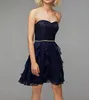 Short Mini Sweetheart A-Line Chiffon and Lace Prom Dress Plus Size Evening Gown Bridesmaid Dress with Cascading Ruffles