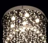 Modern Circle Rain Drop Clear K9 Crystal Chandelier Lighting for Hotel Hall Staircase Lighting Fixture Flush Mount