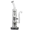 13 pulgadas de alto gris Triple árbol perc filtro de vidrio embriagador bong dab rig pipa de agua plataformas petrolíferas para fumar con cachimba para fumar banger de 14,4 mm