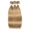 Kisshair 3 İnsan Saç Demetleri Renk #8 Ash Blonde Brezilya Remy Çift Atkı Saç Uzantısı Silky Düz 95G/PC