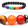 Les sept bracelets chakra bracelet de perles pour hommes femmes bracelet en pierre empereur naturelle charme de calcul biliaire noir bijoux de mode perles de 8 mm