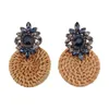 Wholesale- fashion luxury designer exaggerated beautiful diamond colorful crystal bamboo braided stud earrings jewelry for woman 10 colors