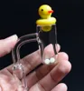 DHL Nowy 4mm Grube Płaskie Top XL Okrągłe Dolne Quartz Banger Paznokci Kolorowe Szklane Kaczka Carb Cap Terp Pearl Wkładka do szklanych Bongs