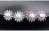 Vente en gros - Mode populaire de luxe Classic Classic Diamond Sun Flower Pearl S925 Sterling Silver Stud Boucles d'oreilles pour femme