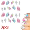 3pcs Feather 3D Nail Art Water Transfer Sticker nails accessoires Rainbow Dreams nailart for Gel Nail polish Makeup tools