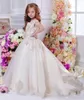 Classy Lace Appliqued Flower Girls Dresses for Wedding Party Jewel Neck A-Line Kids Pageant Dress Floor Length Tulle First Communion Gowns