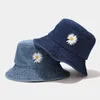 Nouveau designer d'arrivée Fleur Broidered Cowboy Jean Pêche Cape de pêche Chapeau décontracté Bucket Outdoor Suncreen Fisherman Hats Street Wear SU1662449