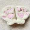 Fashion-fluffy plysch handskar vantar tassar handskar kvinnor flicka barn cosplay katt björn paw claw half finger handske 14Colors julklapp