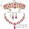 DIEZI Neue Rot Grün Blau Krone Und Halskette Ohrring Schmuck-Set Tiara Strass Hochzeit Brautschmuck Sets Accessories207q