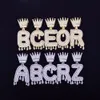 Tênis Costume Crown Bail Drip Bolha Inicial Letras Cadeiras Colares Pingente Para Homens Mulheres Cor do Ouro Cor Cúbica Zircão Hip Hop Jóias