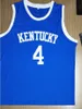 Uomini vintage #4 Kentucky Wildcats Kyle Y Blue College Jersey size S-4xl o personalizzato qualsiasi nome o jersey numerico