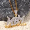 Men Strings Iced Out Bling CZ 18K Gold Plated MBM Motivated By Money Letter Pendant Necklace Hip Hop Jewelry Chain GiftS