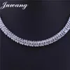 JUWANG Bridal Jewelry Sets For Brides Cubic Zirconia Crystal Simplicity Earrings And Necklace Jewelry Sets Gift