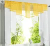 Flying Tulle Kitchen Curtain For Window Balcony Rome Pleated Design Stitching Colors Voile Sheer Drape White Yarn Curtains Short