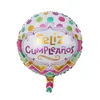 50pcs lot 18inch Feliz cumpleanos Spanish birthday balloons round mylar helium ballon happy birthday party air balloes2320