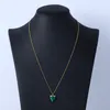 Mode – Ohrhänger mit grünem, türkisfarbenem Trangle-Stein, 2,1 cm Ohrring und 52 cm langer Halskette, Schmuck PS6715