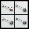 316L Stainless Steel Skull Tongue Nail Ear Stud Navel Ring Screw-back Earring Inlay With Colorful Gems Multipurpose Body Piercing Jewelry