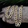 Collar de cadena cubana Miami Curb de 15 mm y 30 pulgadas con diamantes de imitación pavimentados helados dorados CZ Bling Rapper collares para hombres joyería de Hip Hop 7661223