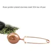 Rose gold tea infuser with handle strainer stainless steel SS304 ball tea steeper loose leaf filter