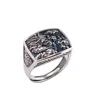 Prawdziwe Pure 925 Sterling Silver Dragon Pierścienie dla mężczyzn i kobiet CZ Stone Otoczenie Vintage Hollow Design Enameling Process