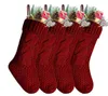 Unique Burgundy Knit Christmas Stockings Rustic Personalized Knitted Xmas Party fireplace Decoration hang on Stocking Beige 37cm Gift