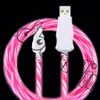 LED Flowing Visible Light USB Data Sync Opladen Kabels Type C Micro V8 5Pin Kabel voor Samsung S8 S9 S10 Opmerking 8 9 HTC LG