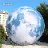 Enorme opblaasbare verlichting maan planeet 3m / 6 m diameter blauw opknoping / grond bol ballon voor concert en feest decoratio