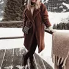 Fluffy Long Faux Fur Coat Kobiety Zagęścić Zima Fałszywy Futro Streetwear Black Coat Kobieta Moda Streetwear Cardigan Odzieży Odzieży