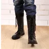 Mens Mid Calf Boots Mens Cowboy черный сапоги на платформе Mens Панк обувь Большой размер 37-46 Военные кожаные сапоги Botas Hombre Cuero