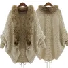 Mulheres Faux Fur Collar Batwing Manga Solta Casual Cardigan Cardigan Shawer Sweater