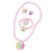 Fleur artificielle perles enfants filles boucles d'oreilles Bracelet collier bague ensemble de bijoux nouveau chaud