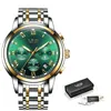 Montres Hommes 2019 LIGE Top Marque De Luxe Vert Mode Chronographe Mâle Sport Étanche Tout Acier Quartz Horloge Relogio Masculino C190s