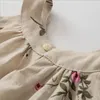 Ropa de diseñador para niños Vestido para niñas pequeñas INS Chaleco de lino para niñas Vestidos de princesa Vestidos de lino con estampado floral para niñas con volantes y lazos D1021