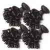 Paquetes de cabello humano brasileño rizado Funmi con 13 * 4 Extensiones de cabello negro natural frontal de encaje Rizos hinchables en espiral corto Trama de cabello tejido