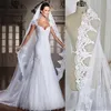 Velo da sposa lungo vintage Accessori da sposa Veli velos de novia Bianco / Avorio Lunghezza cattedrale 3M Bordo in pizzo Velo da sposa con pettine economico