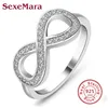 Moda 925 Ayar Zilver Sterling-Gümüş-Takı CZ Infinity Sonsuz Aşk CLADDAGH Kadınlar Için 8 Şekil Yüzük JZ31 Anel Feminino