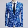 Herrens karaktär tryck blazerjacka mode plus storlek Floral Street Wear Suit Coats Casual Slim Fit Singer DJ Stage Costume Homme283p