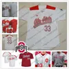 Custom Ohio State Buckeyes 2019 College Baseball Grigio Bianco Rosso Cucito Qualsiasi Numero Nome 1 Brady Cherry 33 Dominic Canzone Maglia NCAA S-4XL