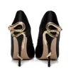 Scarpe eleganti con tacco a serpente mentale in oro satinato donne uniche in vera pelle di seta con punta a punta e tacchi alti pompe chaussures femme 2018
