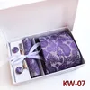 Damat bağları set paisley 8 cm erkek kravat ipek kravat düğün aksesuarları iş hanky seti (kravat+kravat klipsleri+kolkuklar+hanky+kutu)