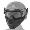 Outdoor Paintball Shooting Face Protection Gear Tactical Mask Fast Helmet Wing Side Rail Mount Skull Mask with Goggles NO03-314283n