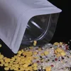 Sacchetto di carta Kraft Bianco Stand up Storage Bags con finestra opaca e sacchetto di snack per alimenti con cerniera