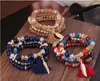 2019 Bohemian 4pcs Set Wing Charm Beads Bracelets для женщин Crystal Stone Multlayer Women Bracelet Sets Ювелирные изделия180i